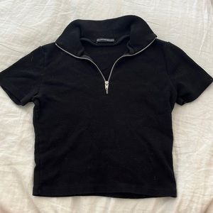 Black brandy melville zip up collared top
